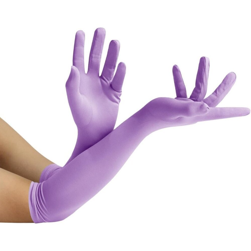 Women's Light Purple Elbow Length Fabric Satin Glove Costume Accessories